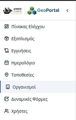 Sidebar organizations tab